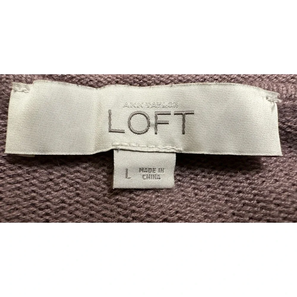 LOFT women sz L crew neck pullover dirty rose casual sweater merino wool blend